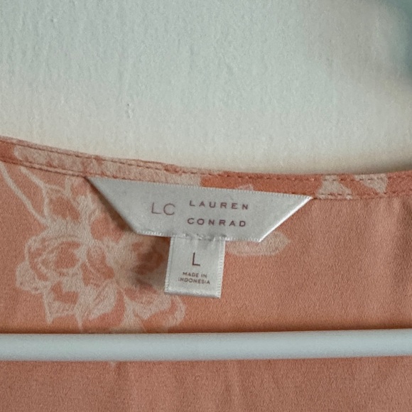 LC Lauren Conrad Coral Floral Midi Dress size L - Picture 2 of 5